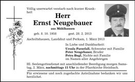 Traueranzeige Ernst Neugebauer