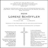 Traueranzeige Lorenz Schäffler