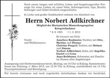 Traueranzeige Norbert Adlkirchner