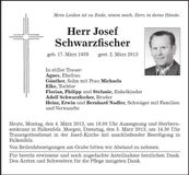 Traueranzeige Josef Schwarzfischer