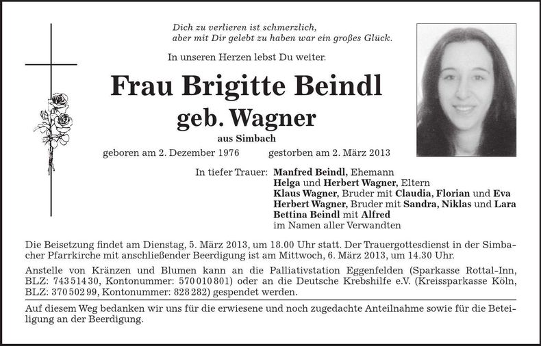 Traueranzeige Brigitte Beindl