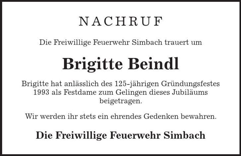 Traueranzeige Brigitte Beindl