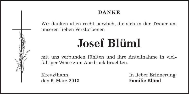Traueranzeige Josef Blüml
