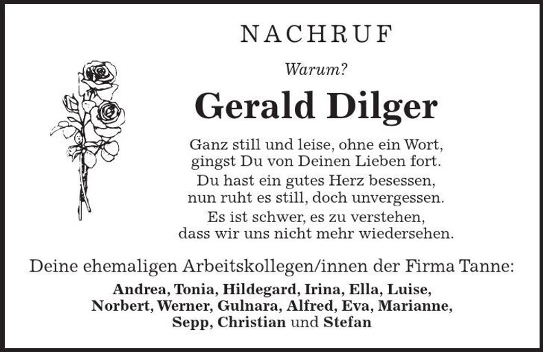 Traueranzeige Gerald Dilger