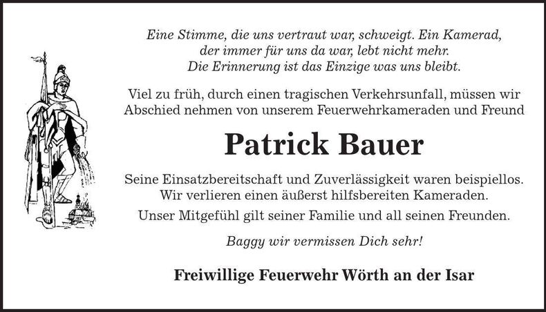 Traueranzeige Patrick Bauer