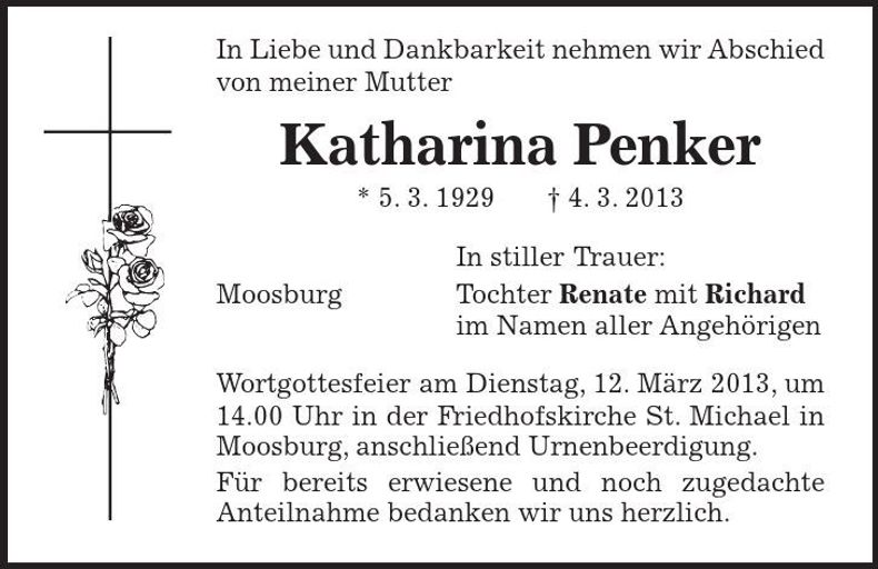 Traueranzeige Katharina Penker