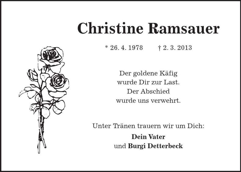 Traueranzeige Christine Ramsauer