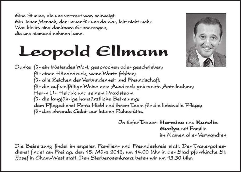 Traueranzeige Leopold Ellmann