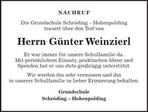 Traueranzeige Günter Weinzierl