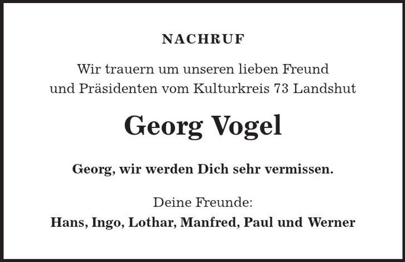 Traueranzeige Georg Vogel