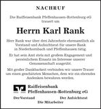 Traueranzeige Karl Rank