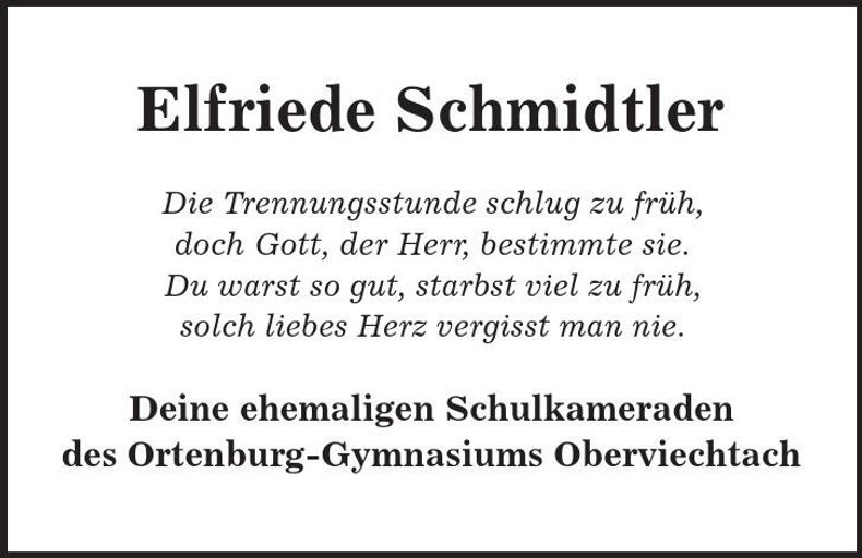 Traueranzeige Elfriede Schmidtler
