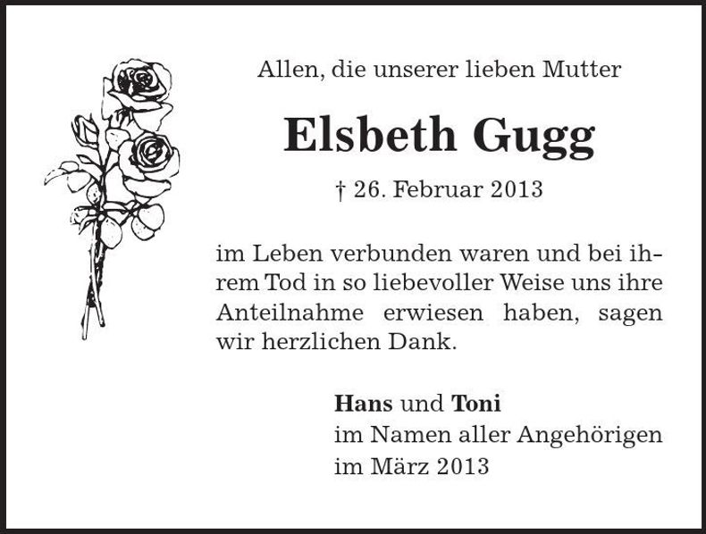 Traueranzeige Elsbeth Gugg