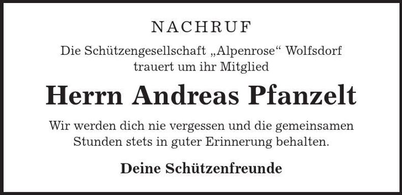 Traueranzeige Andreas Pfanzelt