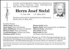 Traueranzeige Josef Stelzl