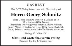 Traueranzeige Georg Schmitz