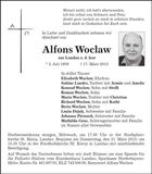 Traueranzeige Alfons Woclaw