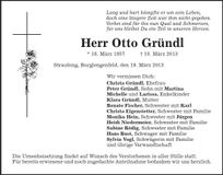 Traueranzeige Otto Gründl