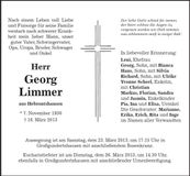 Traueranzeige Georg Limmer