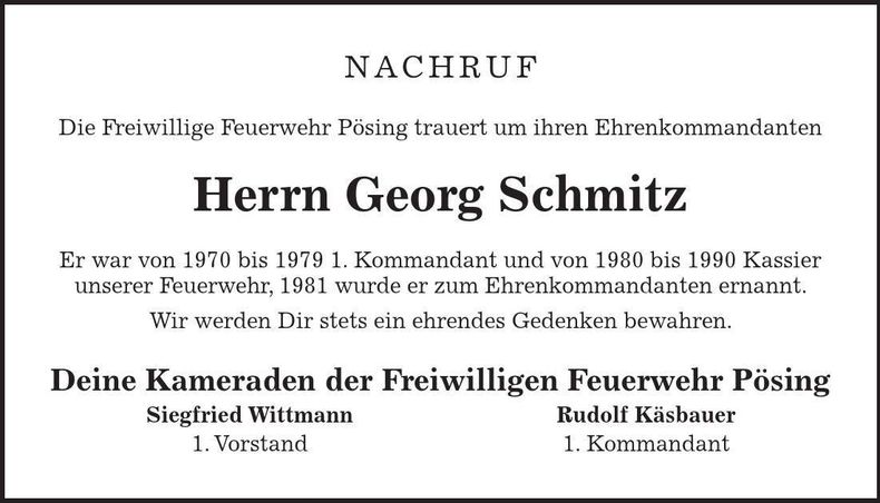 Traueranzeige Georg Schmitz