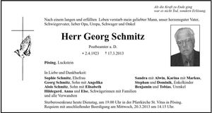 Traueranzeige Georg Schmitz