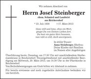 Traueranzeige Josef Steinberger
