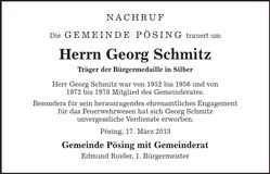 Traueranzeige Georg Schmitz
