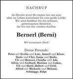 Traueranzeige  Bernerl