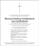Traueranzeige Theresia Freifrau Grießenbeck von Grießenbach