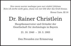 Traueranzeige Rainer Christlein