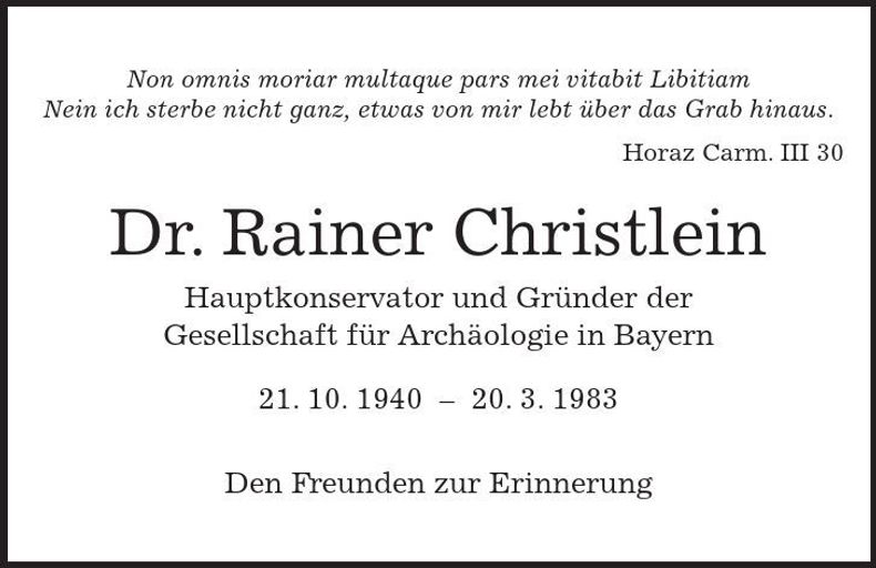 Traueranzeige Rainer Christlein