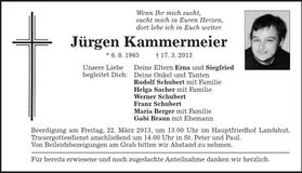 Traueranzeige Jürgen Kammermeier
