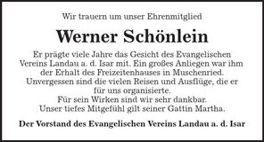 Traueranzeige Werner Schönlein