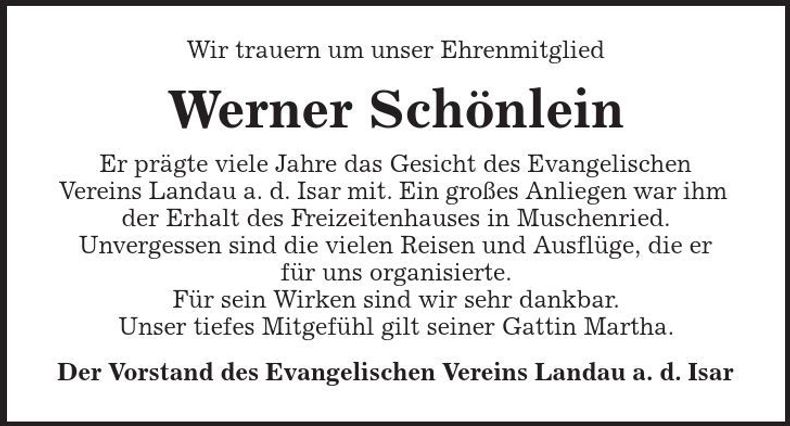 Traueranzeige Werner Schönlein