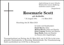 Traueranzeige Rosemarie Scott