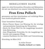 Traueranzeige Erna Pollach