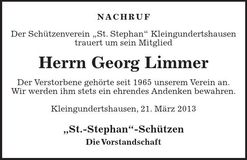 Traueranzeige Georg Limmer