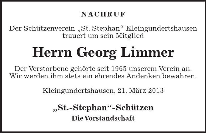 Traueranzeige Georg Limmer
