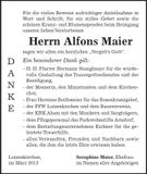 Traueranzeige Alfons Maier