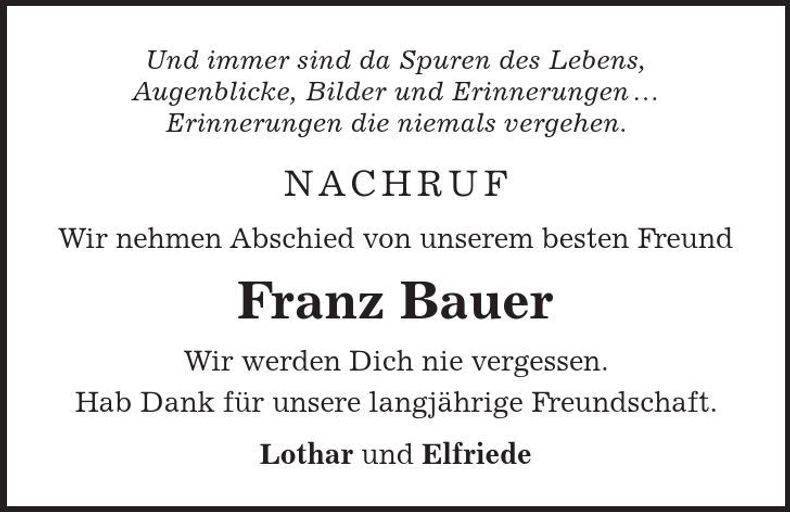 Traueranzeige Franz Bauer