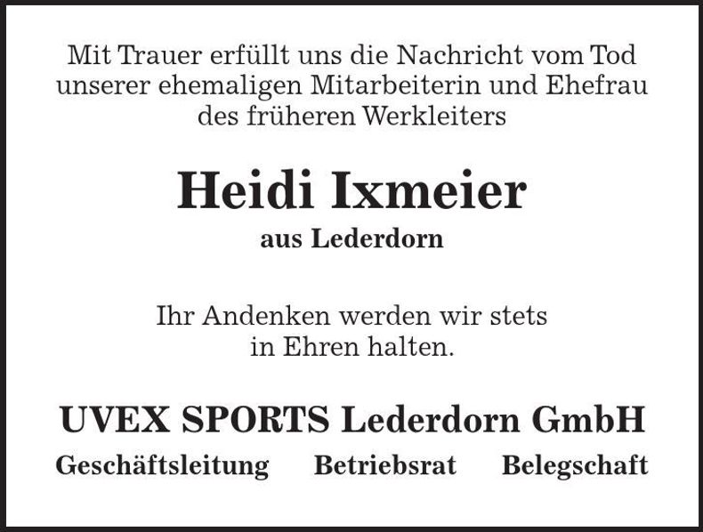 Traueranzeige Heidi Ixmeier
