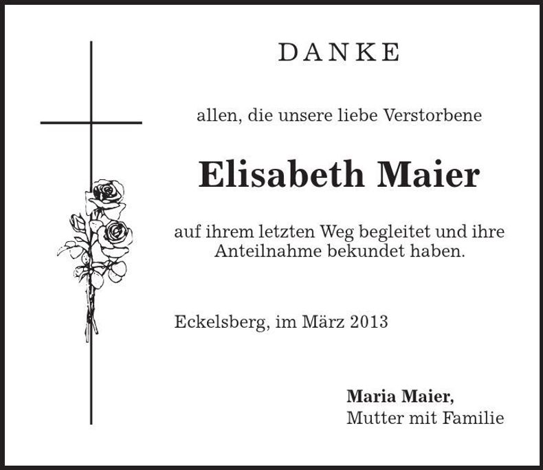 Traueranzeige Elisabeth Maier