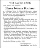 Traueranzeige Johann Buchner