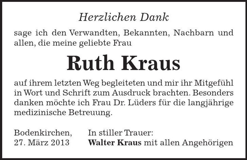 Traueranzeige Ruth Kraus