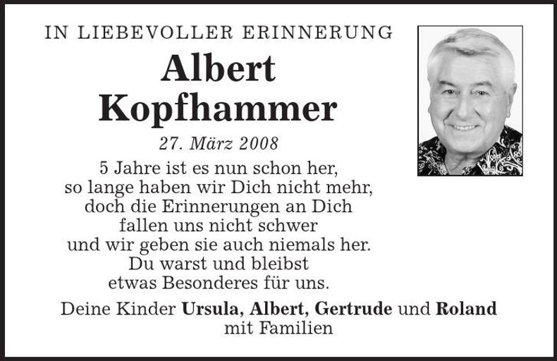 Traueranzeige Katharina Kopfhammer