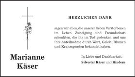 Traueranzeige Marianne Käser