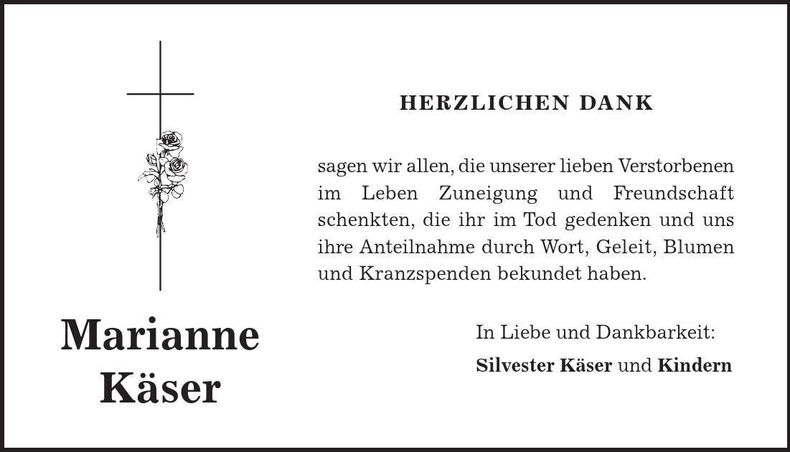 Traueranzeige Marianne Käser
