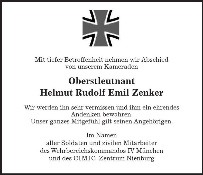 Traueranzeige Emil Zenker