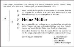 Traueranzeige Heinz Müller