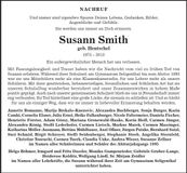 Traueranzeige Susann Smith